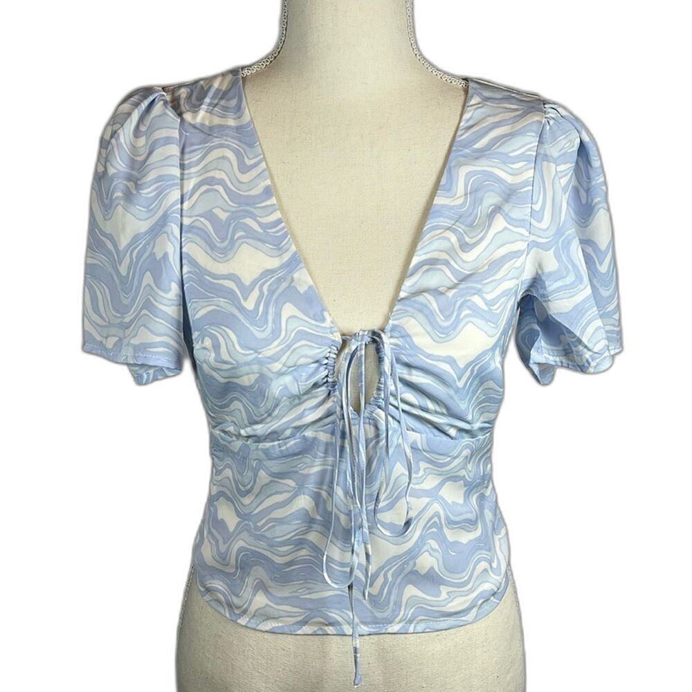 ABERCROMBIE & FITCH Chiffon Top Smocked Waist Flutter Sleeves Size XS